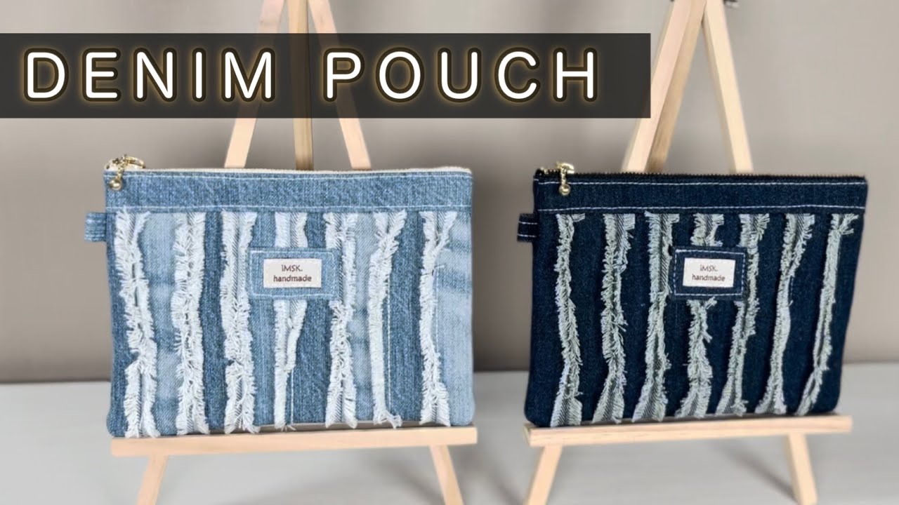 作り方】デニムリメイクポーチ☆フリンジでふわふわ可愛い☆ポーチの