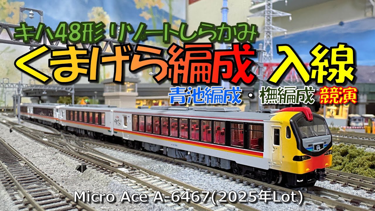 Nゲージ キハ48形リゾートしらかみ「くまげら」編成入線 - YouTube