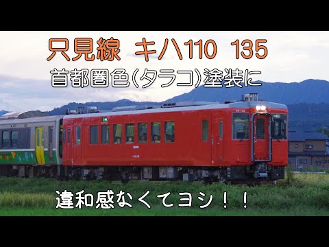 只見線 キハ110 135、首都圏色に塗色変更[4K]@2023.9.23 - YouTube
