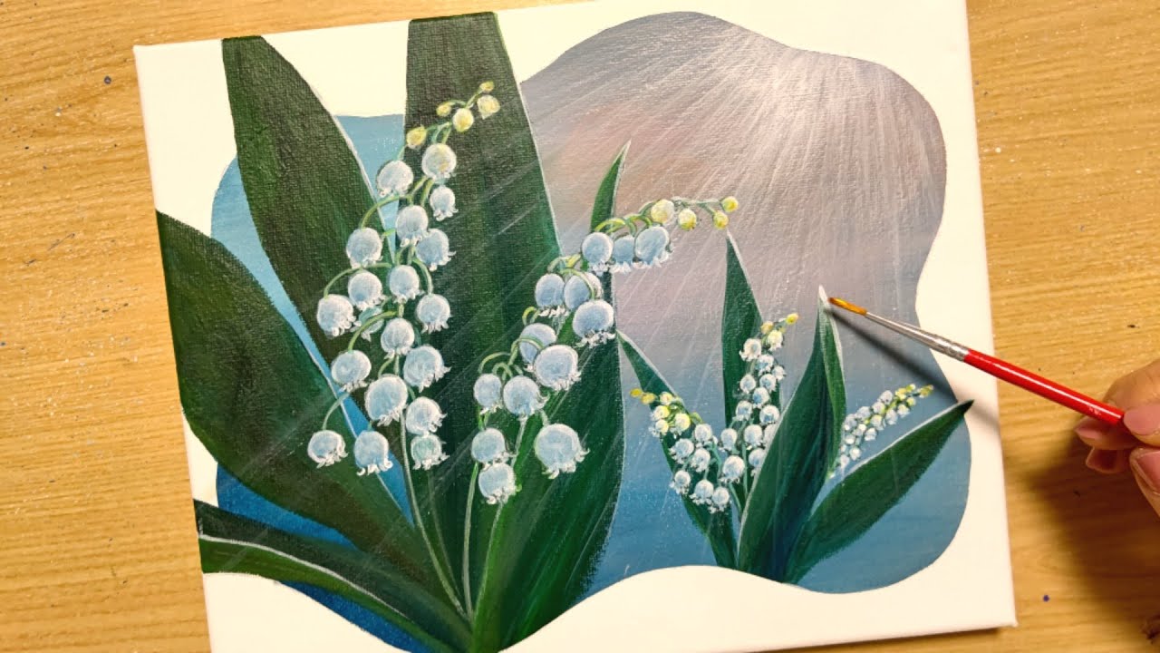 How to draw lily of the valley with acrylic paint/Simple acrylic