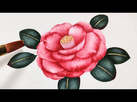 トールペイント 花(椿の花の絵) - YouTube