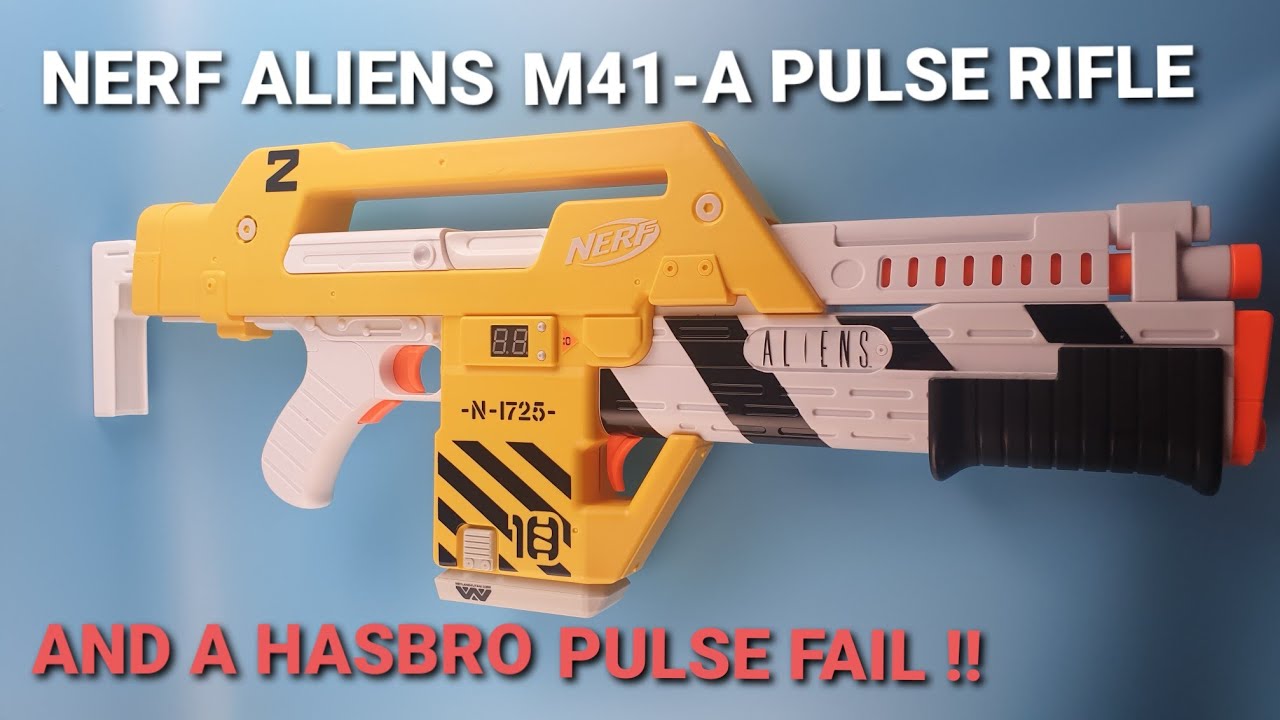 NERF Aliens m41-A pulse rifle unboxing review and a hasbro pulse