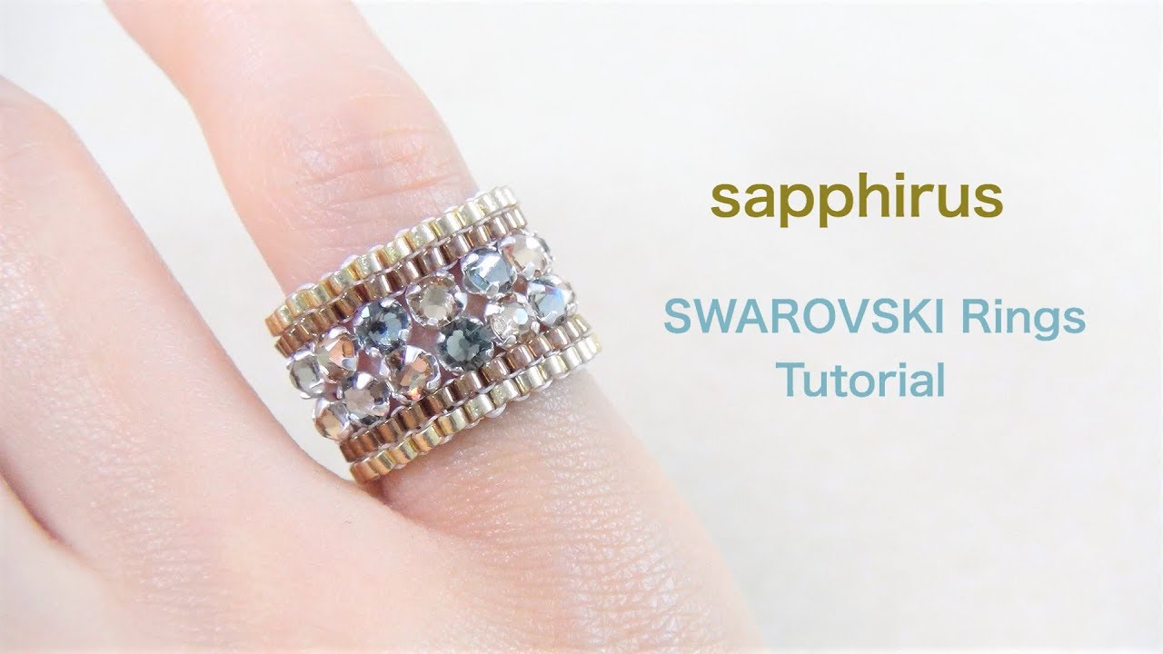 ハンドメイド】スワロフスキービーズリングの作り方 スクエアステッチ