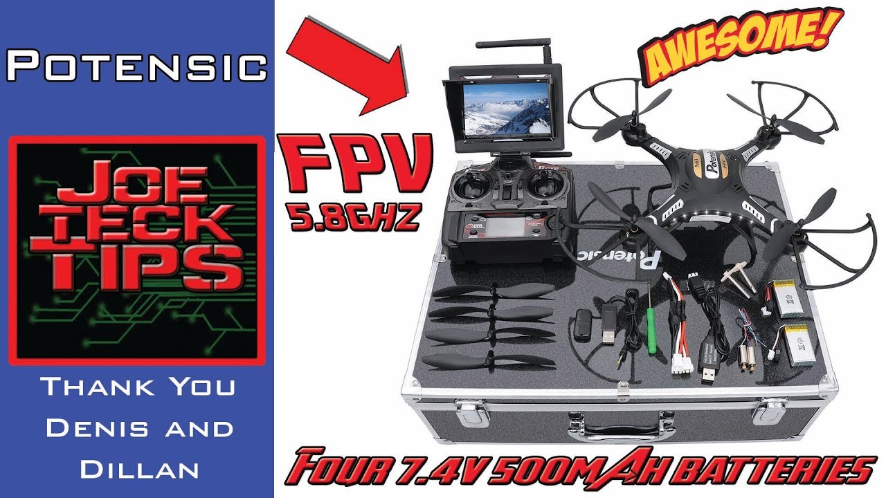 Potensic F183DH Drone 720p Camera FPV w/Monitor and Case