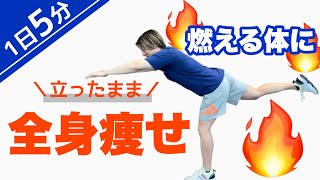 全身痩せ】立ったまま全身痩せる筋トレ！お腹・脇腹・二の腕・背中・お