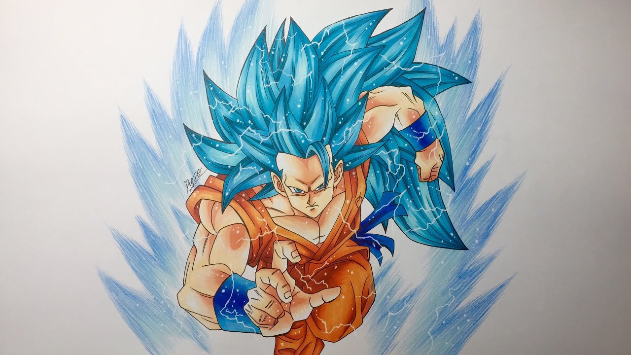 孫悟空 超サイヤ人ブルー3 描いてみた/Drawing Goku Super Saiyan Blue