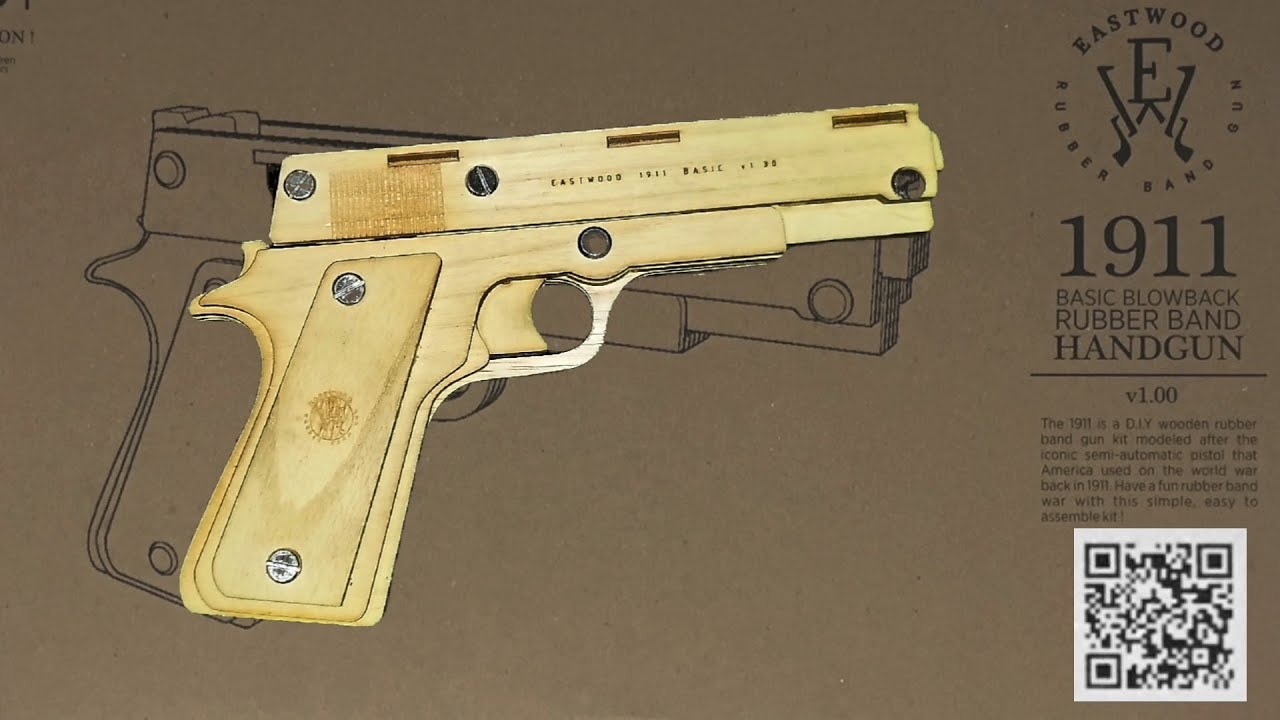 Eastwood Rubber Band Gun | 木製ゴム銃 M1911- 簡単DIY! #DIY #ゴム銃