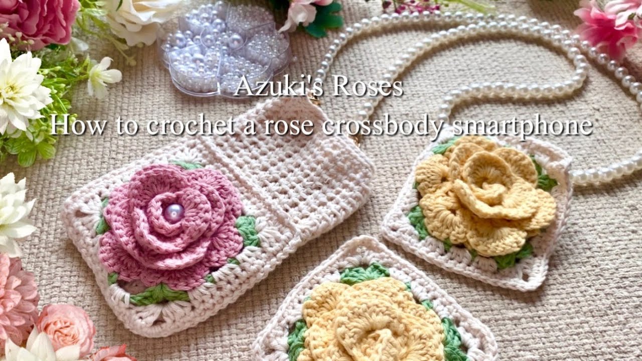 Crochet] Spring Crafts🌸 | Rose Smartphone Shoulder Pouch