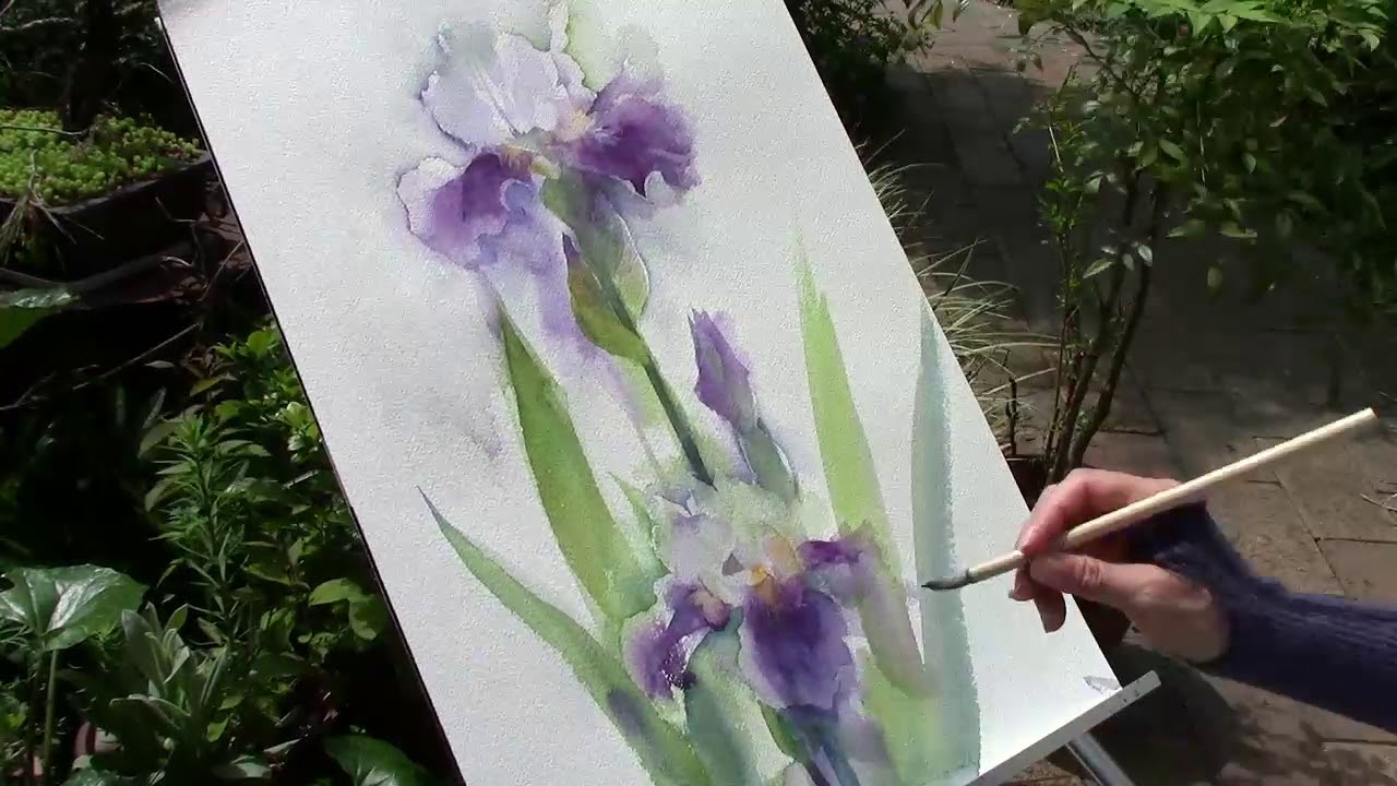 Watercolor painting] Carefree sketch German iris - YouTube