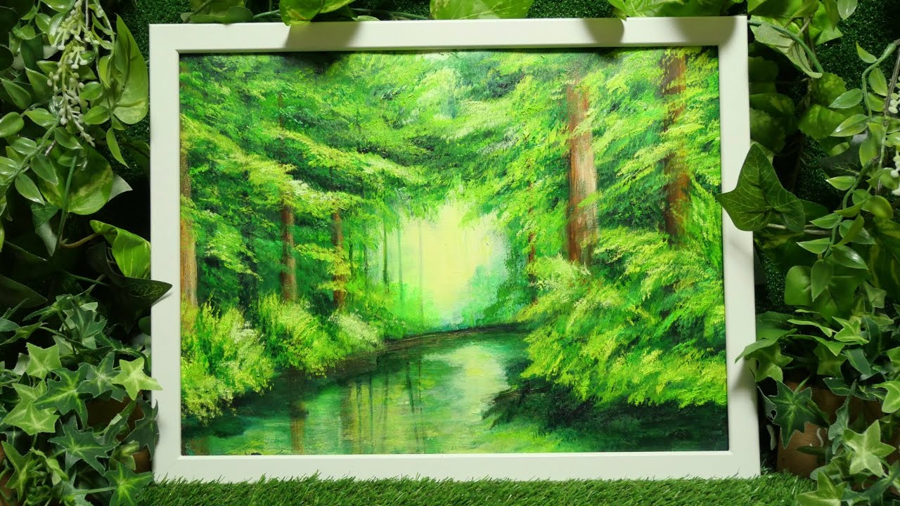 緑の湖】#油彩画 #芸術 #油絵 #絵 #アート #oilpainting #oil #painter