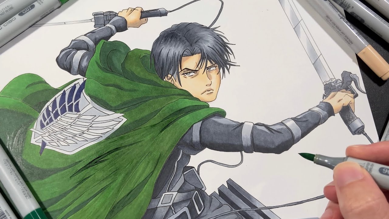 進撃の巨人】リヴァイ兵長を描いてみました！！(高二男子) Drawing