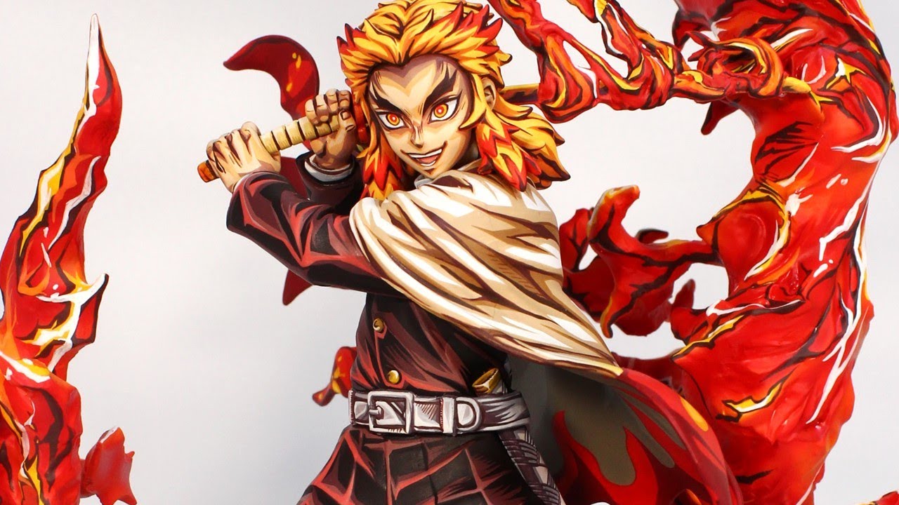 Paint the Demon slayer Rengoku Kyojuro figure - YouTube