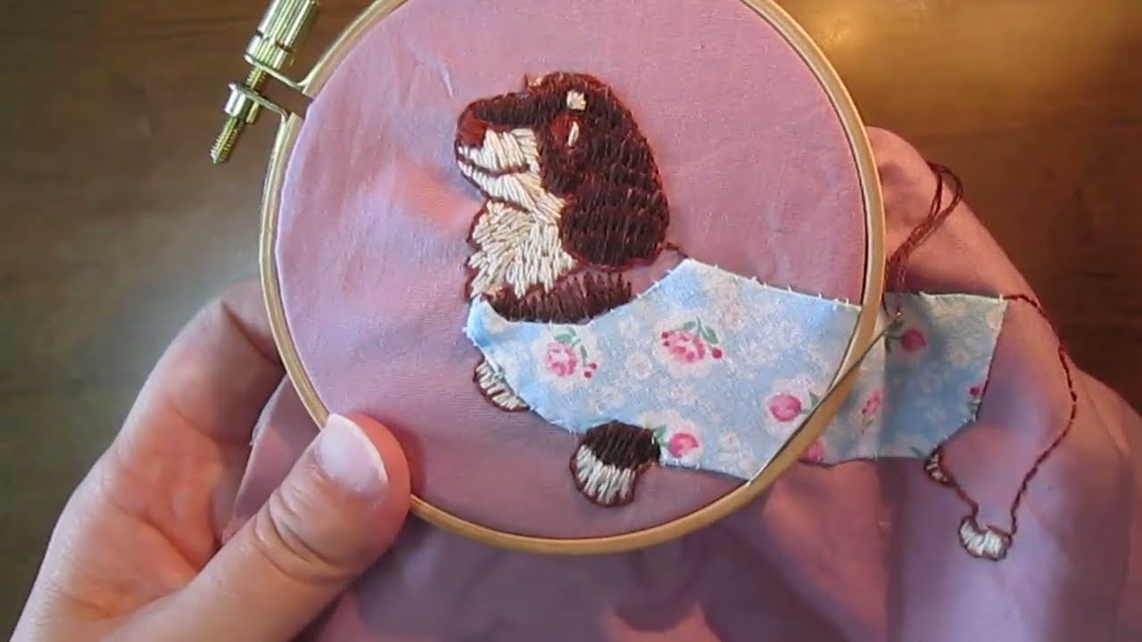 ロング＆ショートステッチ】ダックスフンドの刺しゅう - YouTube