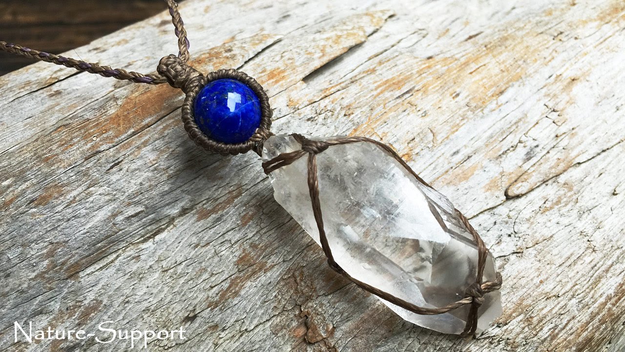 Crystal point and Beads Macrame Necklace Tutorial 水晶ポイント