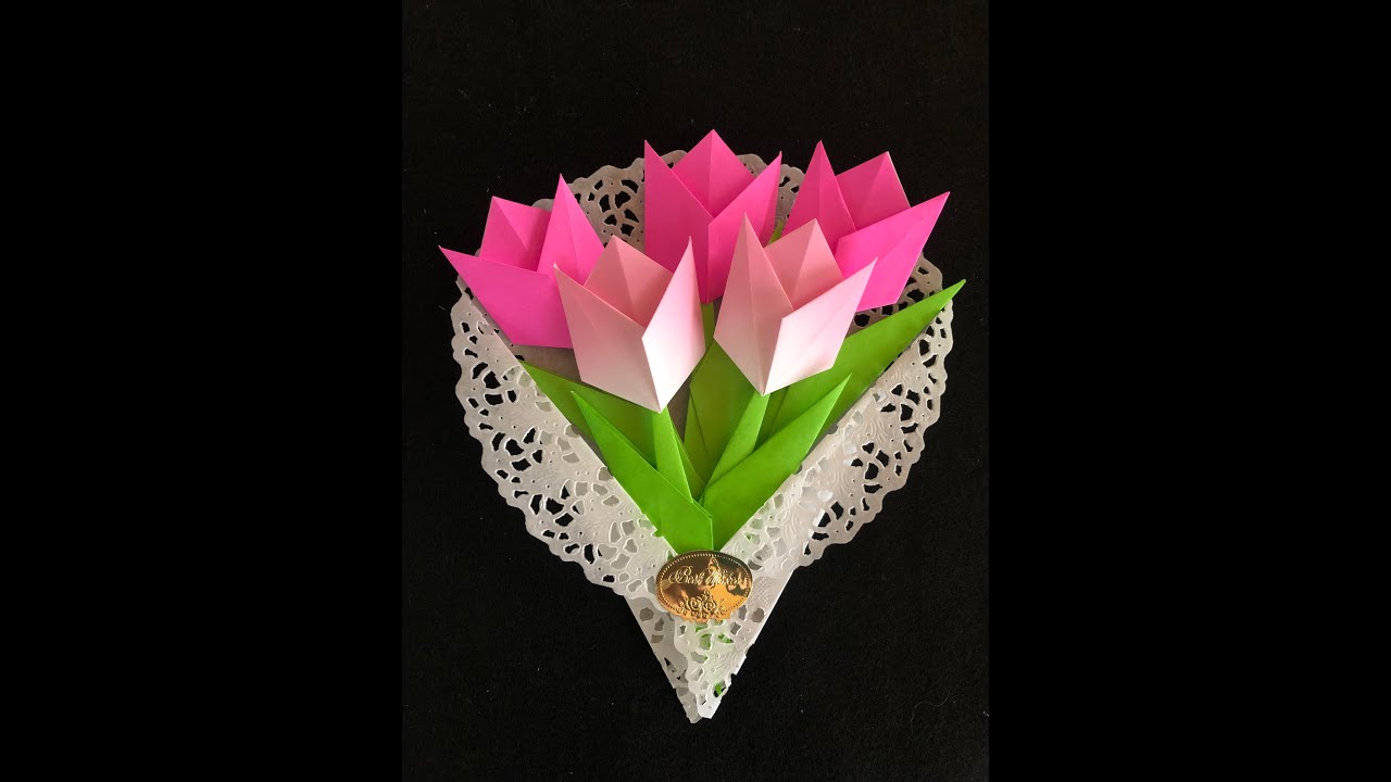 折り紙】チューリップ 花束 春の花 4月の花 - YouTube