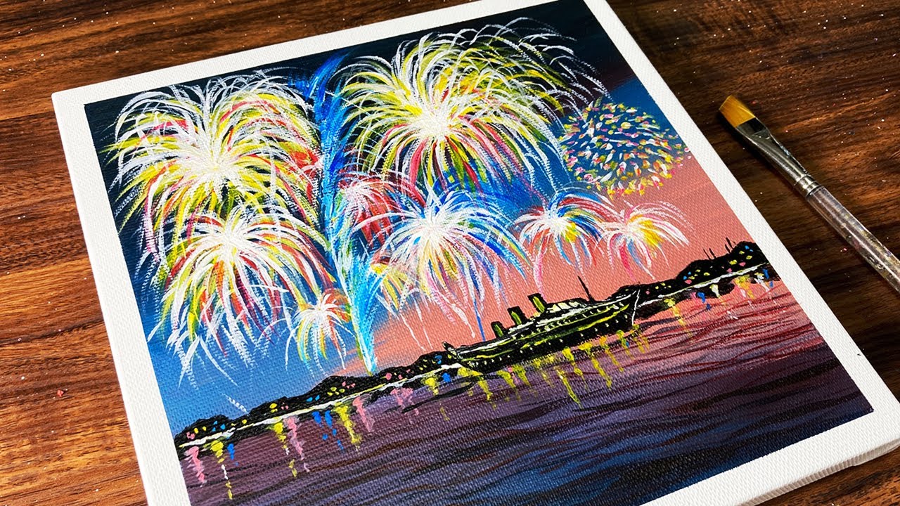 Fireworks｜Acrylic Painting on Canvas Step by Step ##177
