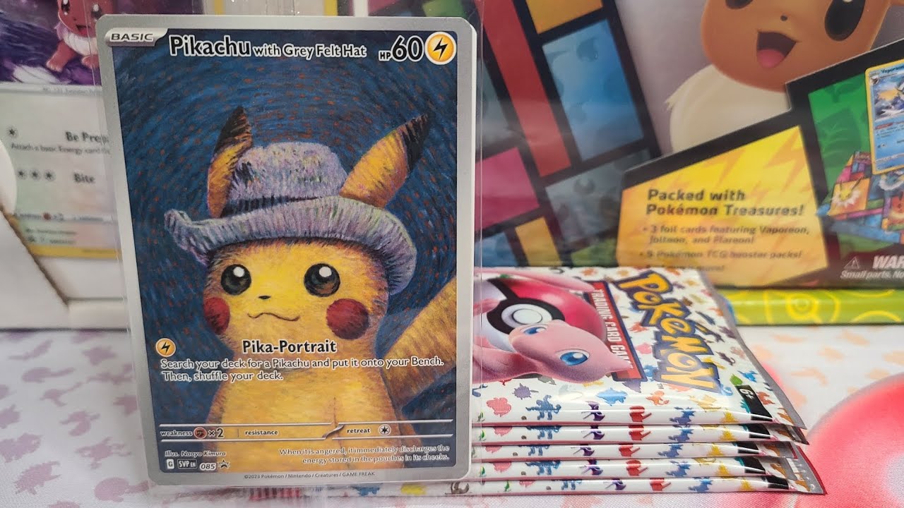 Pikachu With Grey Felt Hat Promo (+ Opening Packs) - YouTube