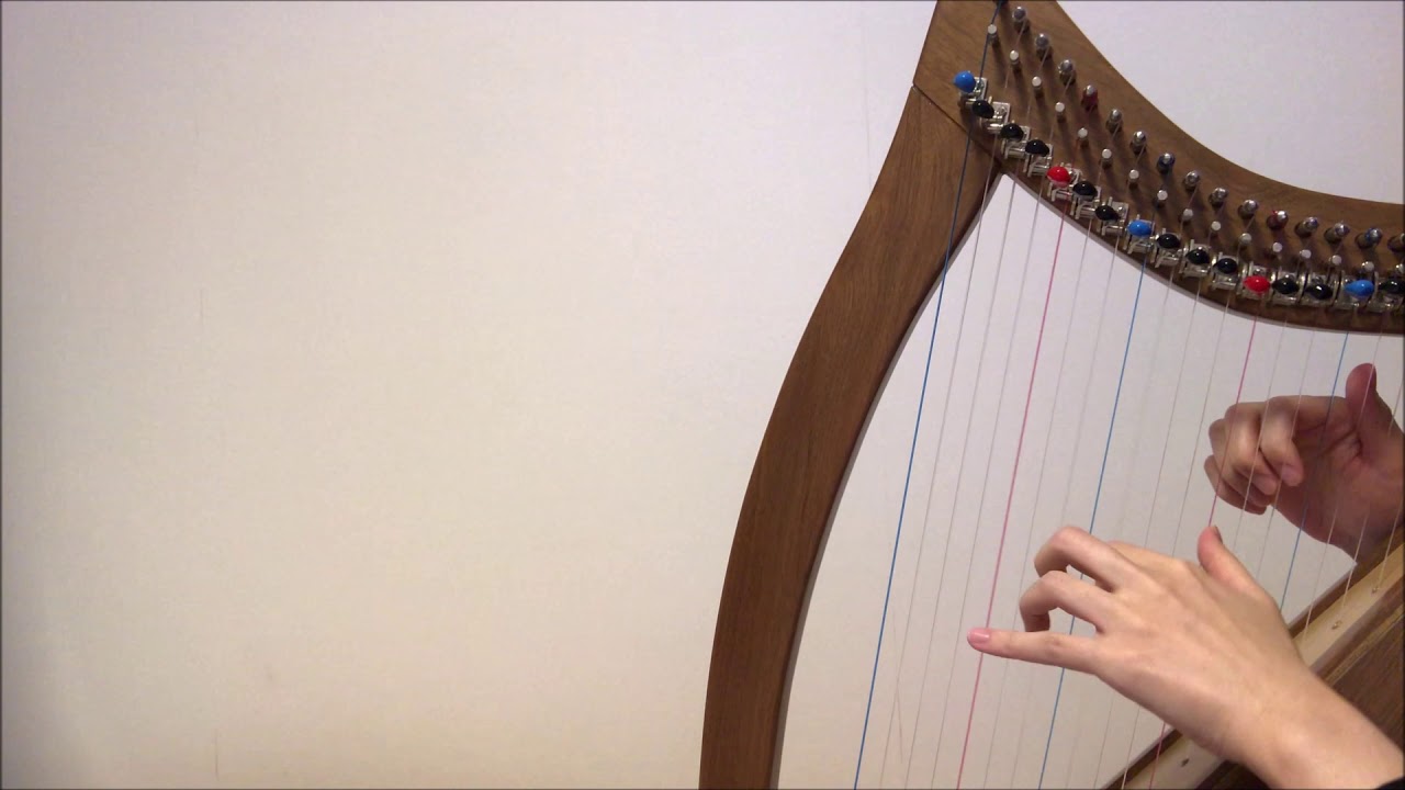 金属弦アイリッシュハープ ユニコーンと野薔薇 金属弦アイリッシュ