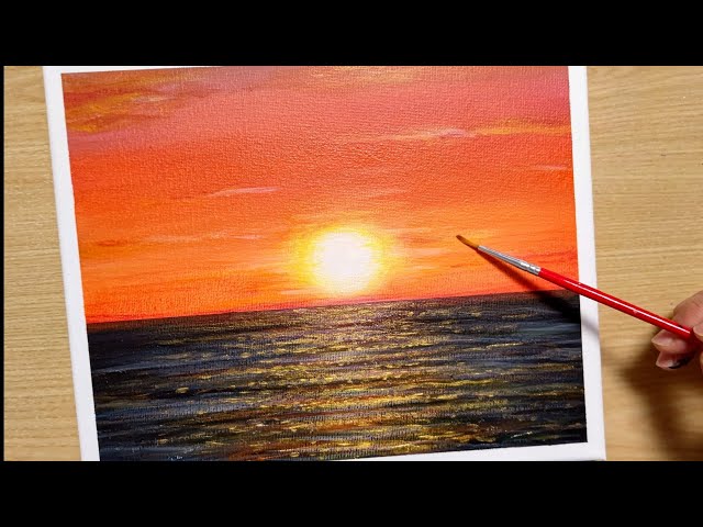 How to draw a sunset for beginners with acrylic paint / Acrylic