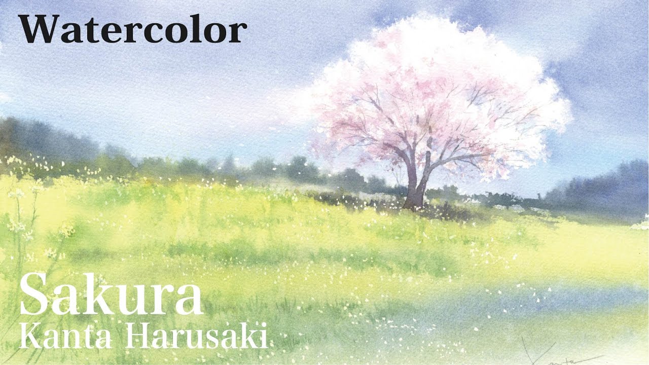 Watercolor Sakura 水彩画 桜の描き方 春崎幹太 - YouTube