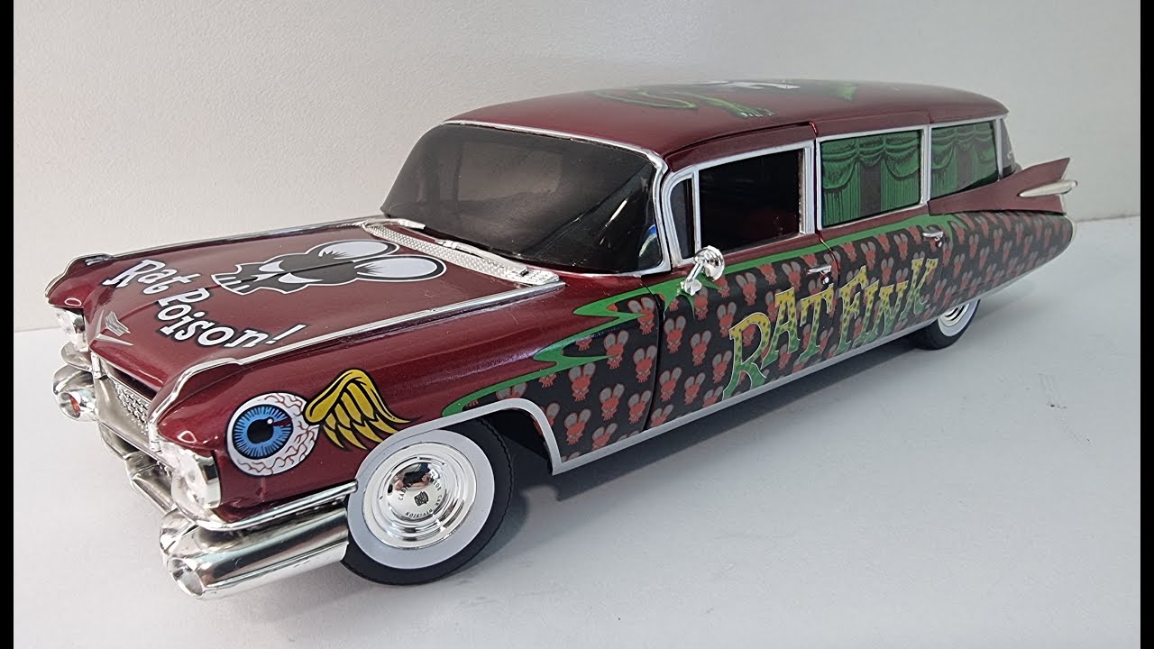 auto world rat fink 1959 Cadillac Eldorado hearse unboxing 1/18