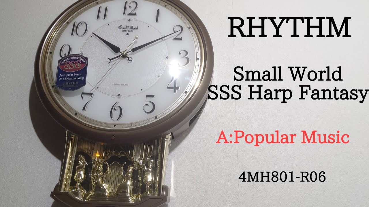 RHYTHM Small World SSS Harp Fantasy Clock 4MH801-R06 [A:Popular