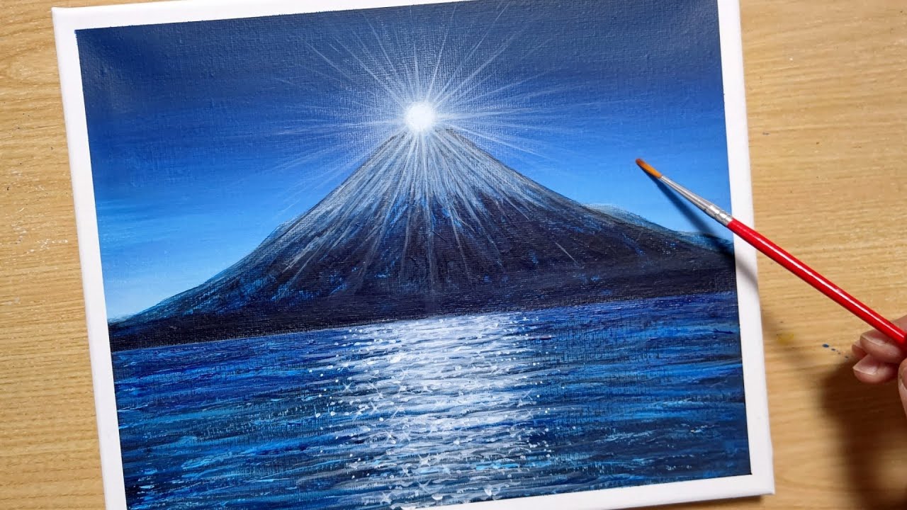 How to draw Diamond Fuji with acrylic paint / Acrylic painting