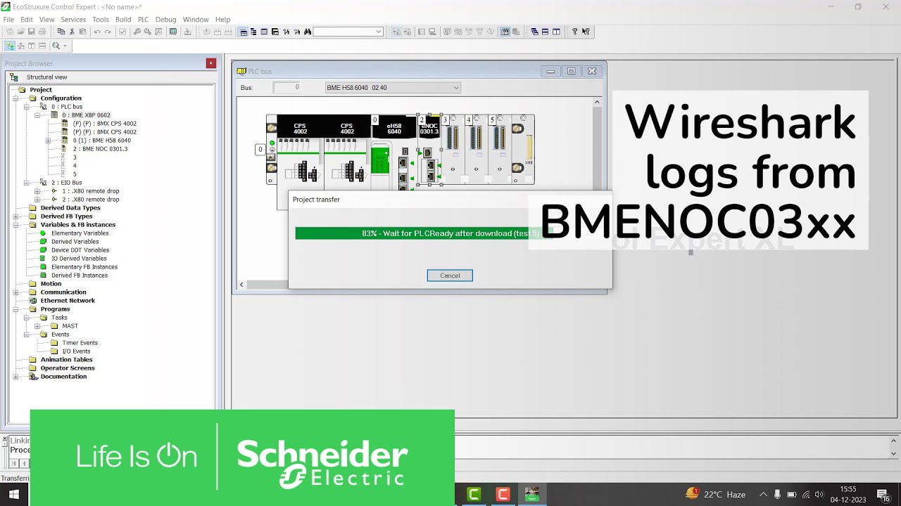 How to take Wireshark logs from BMENOC03xx service port