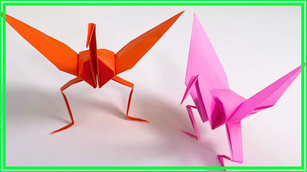 おもしろ折り紙】「足の生えた鶴」の折り方【簡単で可愛い】【字幕解説