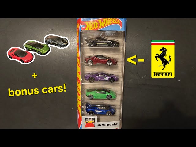 Opening Hot Wheels Motor Show Five Pack - Ferrari - Lamborghini