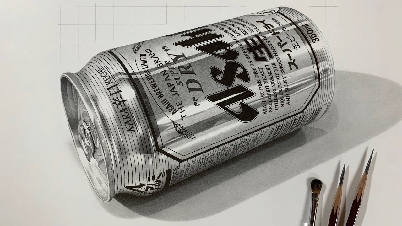 Pencil Drawing Can of Beer・鉛筆画 スーパードライ 描いてみた - YouTube