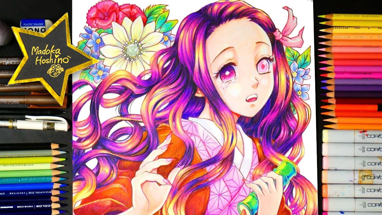 Drawing Kamado Nezuko Kimtsu no yaiba Demonslayer coloredpencils