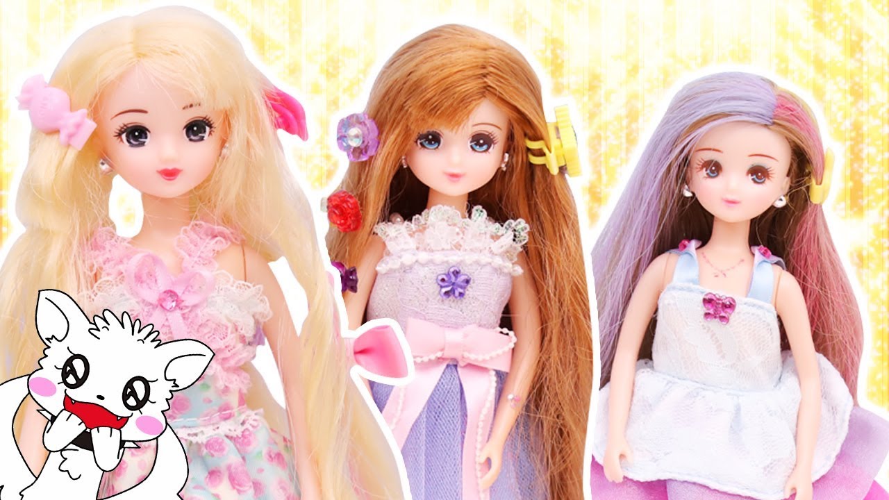 リカちゃん 髪の毛をヘアカラーメイク！ つばさちゃんやみさきちゃんも