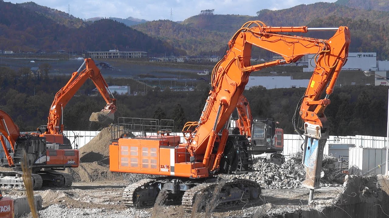 2021 山形市半郷清掃工場 解体工事 基礎解体 ZAXIS 1000K+ブレーカ
