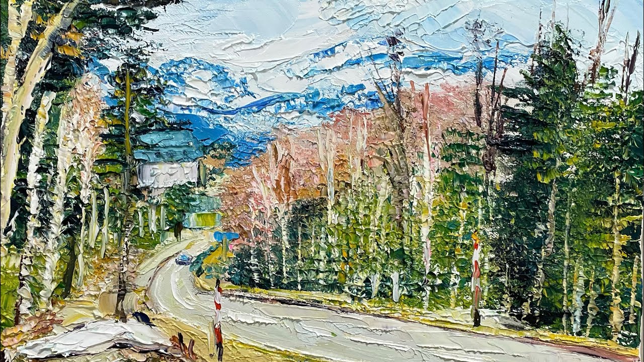 油絵 風景】北海道の自然の風景をペインティングナイフだけで描いてみ