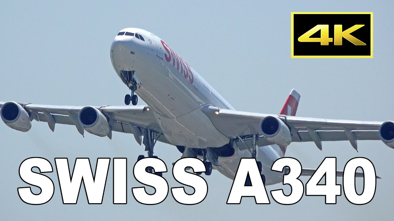 4K] Swiss Airbus A340-300 / Plane Spotting at Tokyo Narita Airport