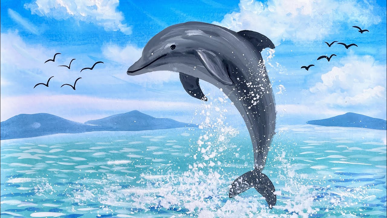 Even elementary school students can easily draw a dolphin jumping