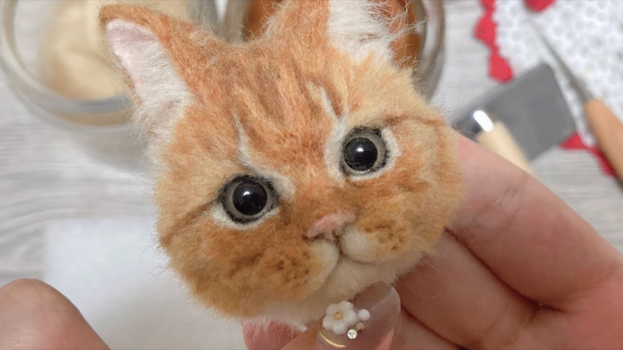 Wool Felt Cat] Beginners too! Make a realistic cat brooch 🐾 Brown