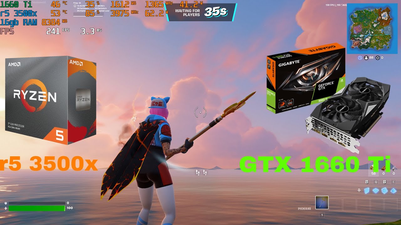 Fortnite Chapter 6 - GTX 1660 Ti, Ryzen 5 3500x : Solos 1080p