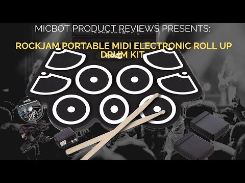 RockJam Portable Electronic Roll Up Drum Kit w/ Builtin Speakers