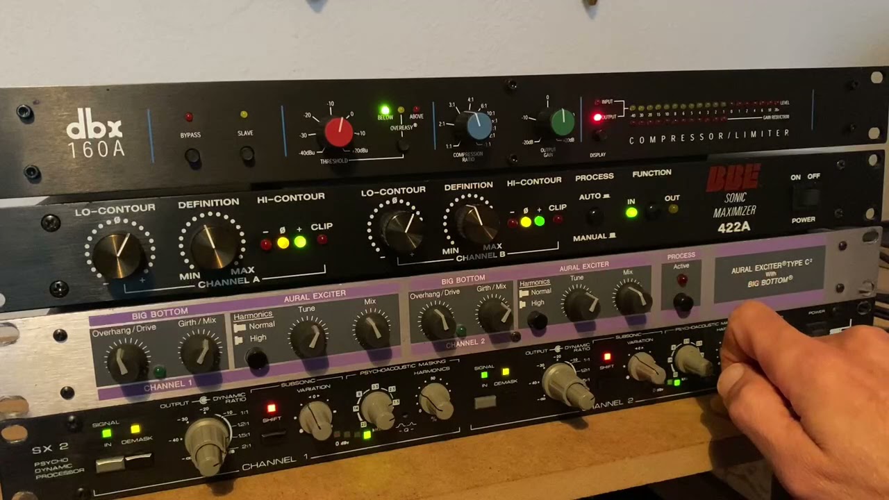 3 Exciters in Action. BBE Sonic Maximizer 422A * APHEX 104 * SPL