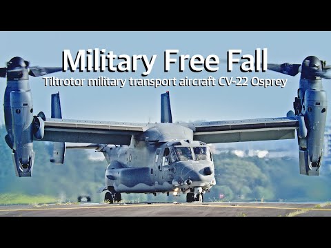 横田基地] 特殊作戦機CV-22オスプレイから空挺兵が自由降下で降ってき