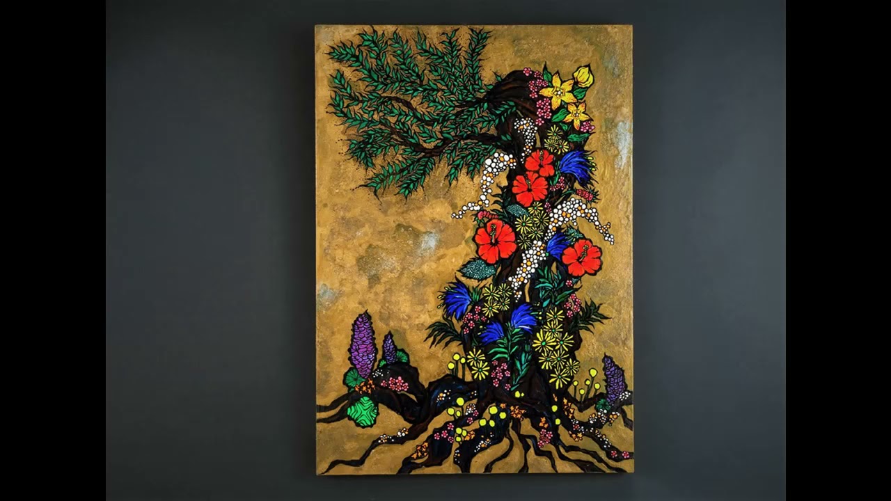 現代絵画作家 オカジマヨシコさん 「女性が見つめる燃える金」展