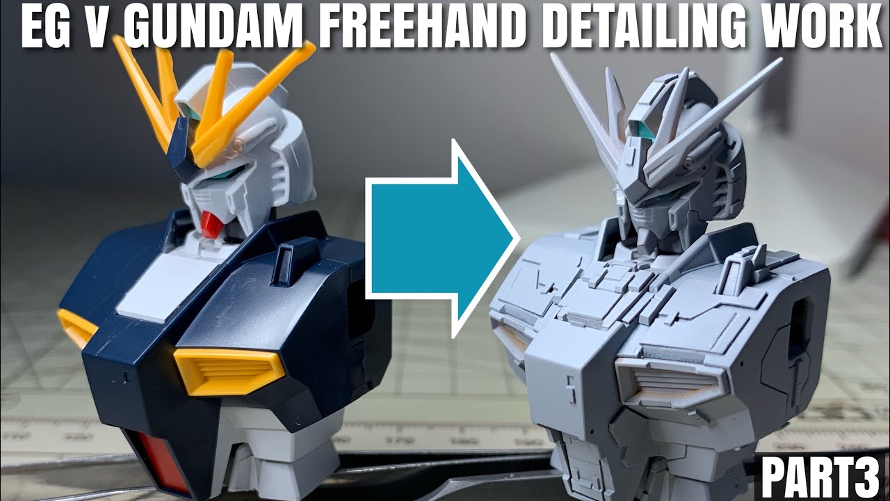 1000円のプラモを作り込む！】EG ν GUNDAM PART3 フリーハンド製作動画
