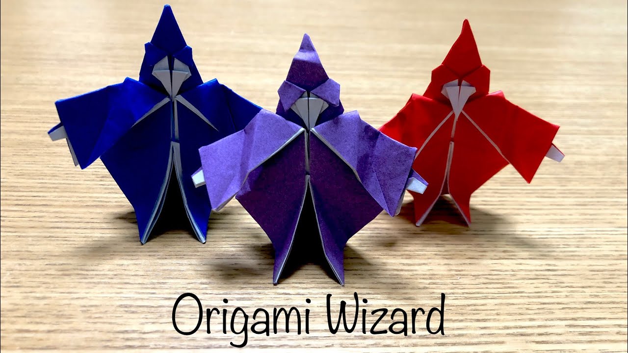 Origami Wizard 15センチの折り紙で魔法使いを折る。 - YouTube