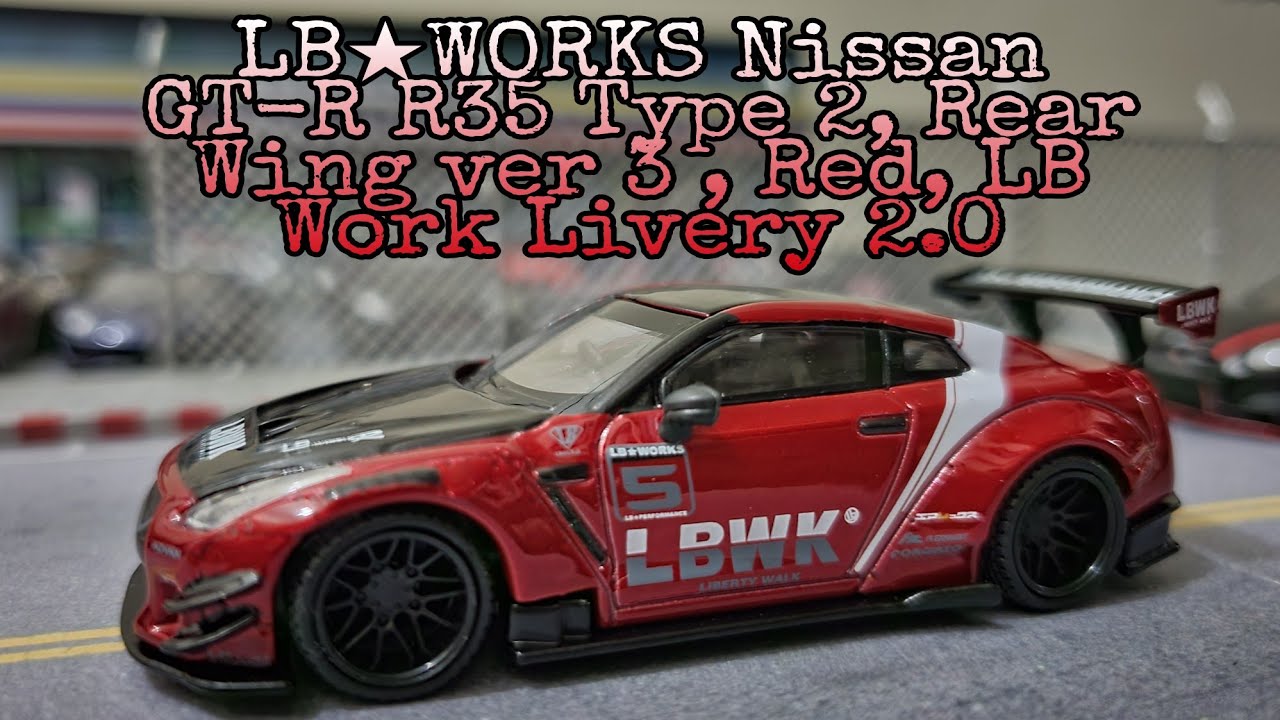 MINI GT LB-WORKS Nissan GT-R R35 Type 2, Rear Wing ver 3 , Red, LB