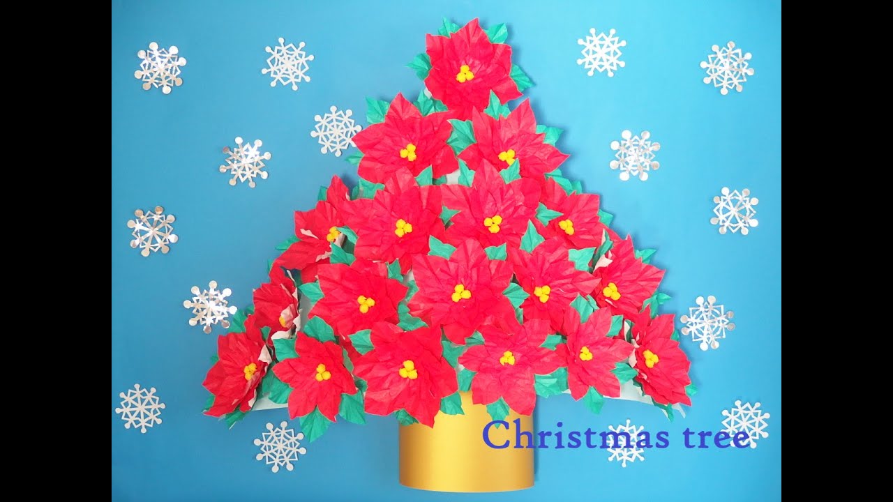 工作ネタ】ポインセチアのクリスマスツリー Poinsettia Christmas Tree
