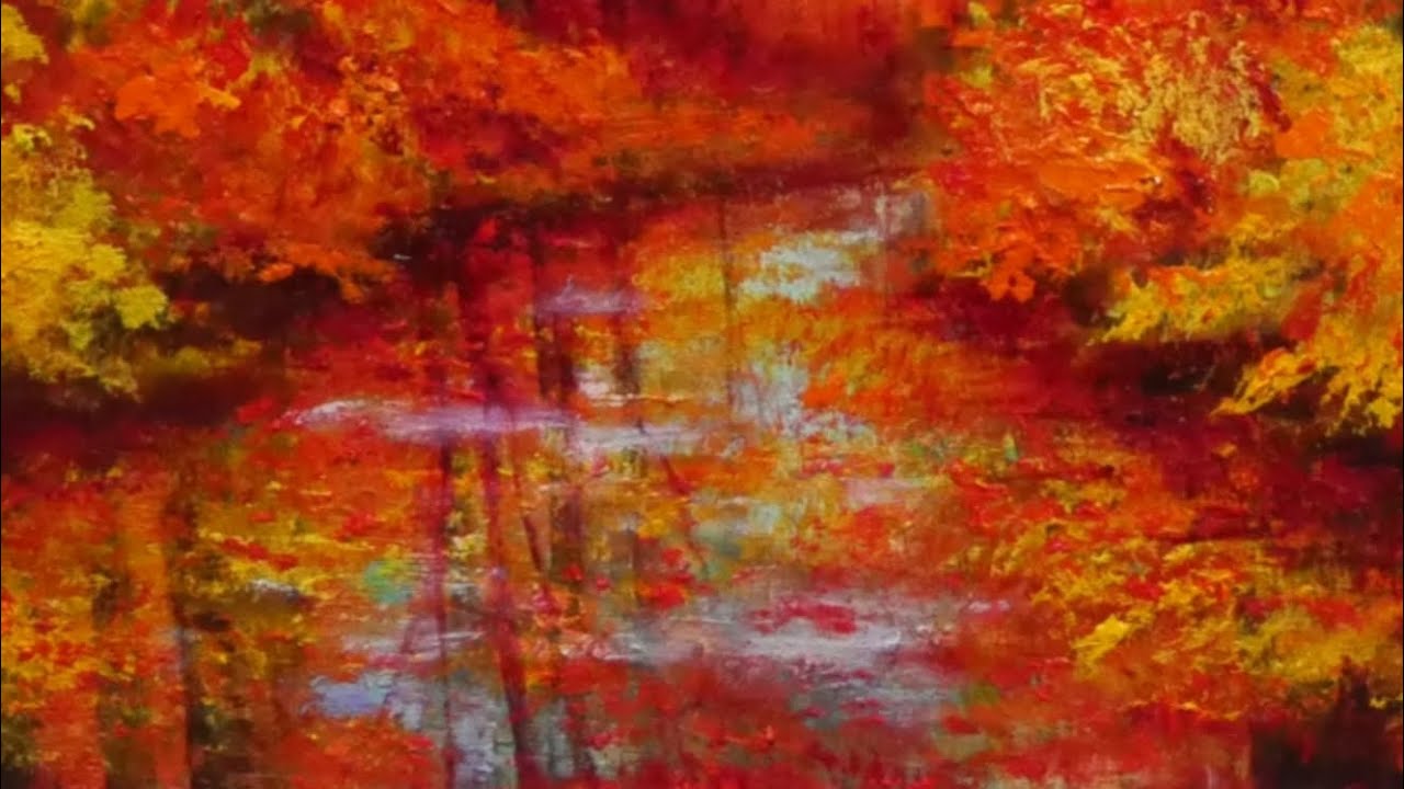 油絵 菅家令子 絵 絵画 インテリア uF6-081811 風景 秋の紅葉 油絵