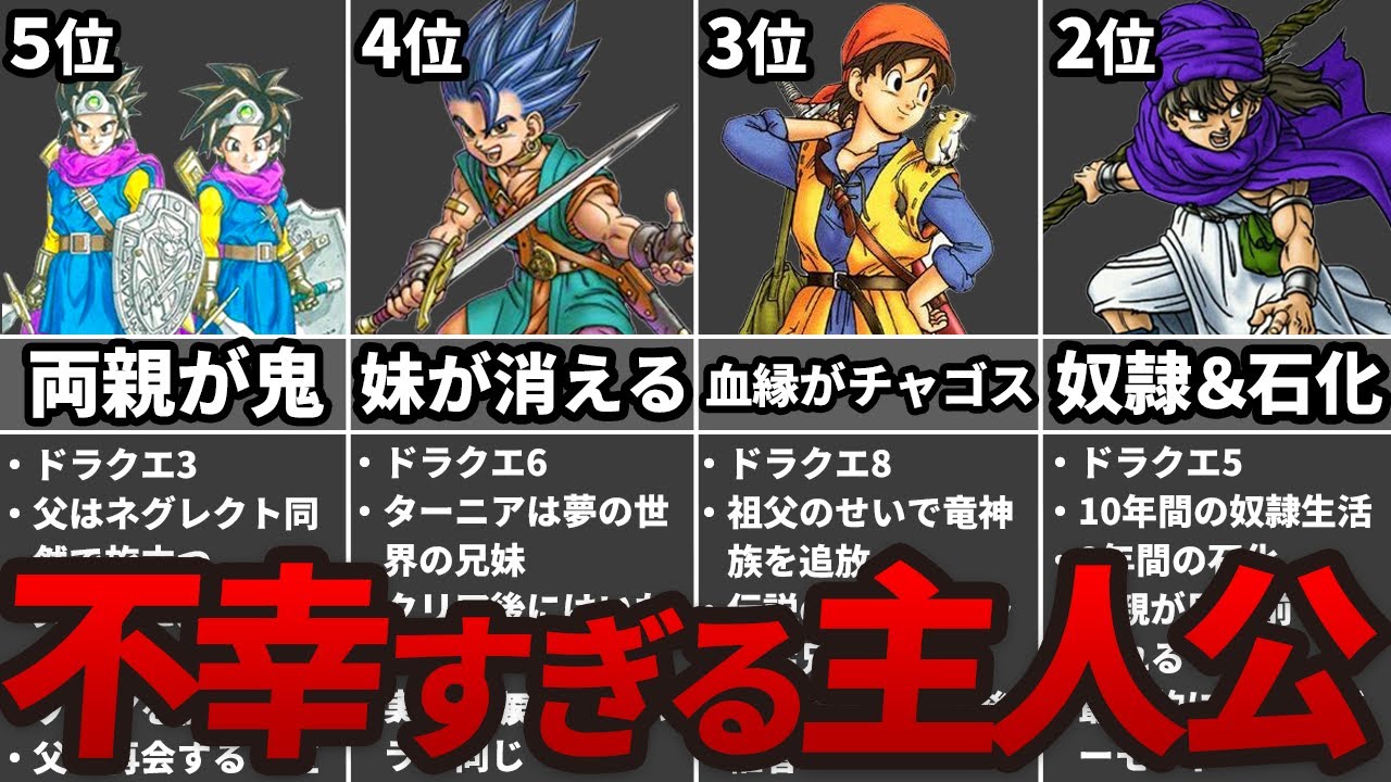 Dragon Quest Series] Top 5 Heroes Who Lived Unfortunate, Crazy