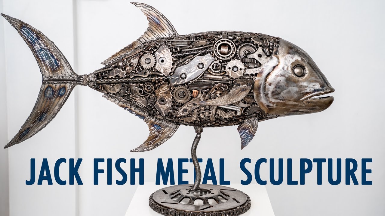 Jack fish scrap metal sculpture - YouTube